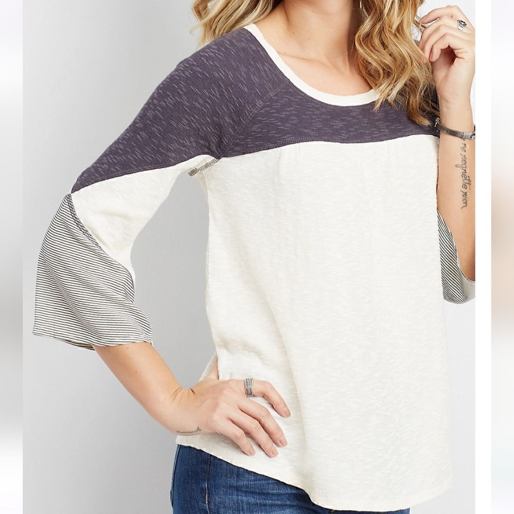 Maurices Colorblock Woven Stripe Top